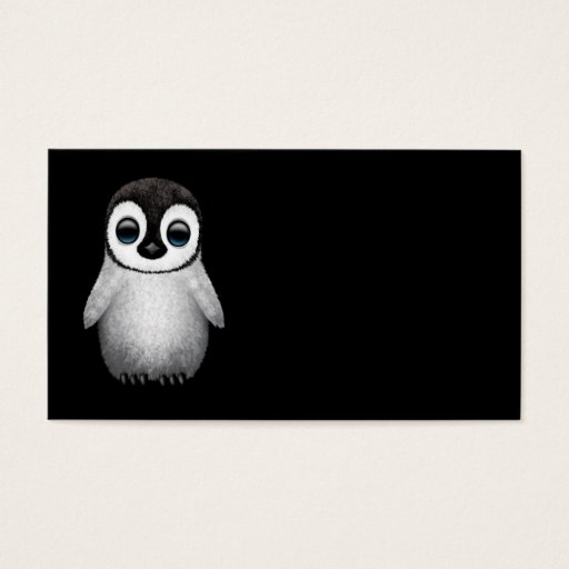 Customizable Cute Baby Penguin on Black Business Cards