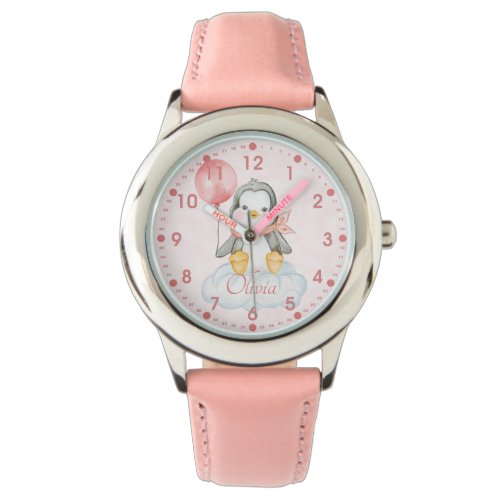 Cute Baby Penguin Pink Personalized Watch