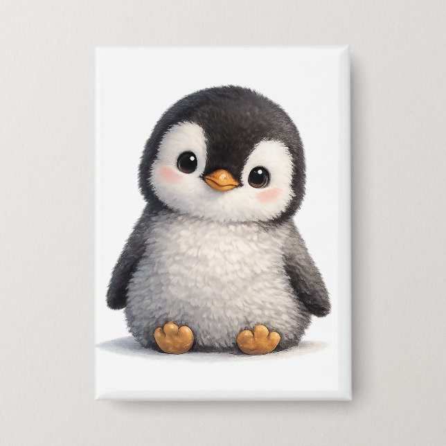 Cute Baby Penguin – Soft & Adorable Design Button (Front)