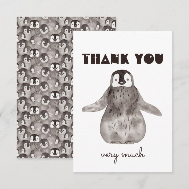 Cute Baby Penguin Thank You  Card (Front/Back)