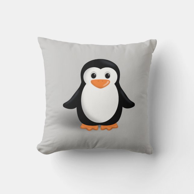 Cute Baby Penguin Throw Pillow (Front)