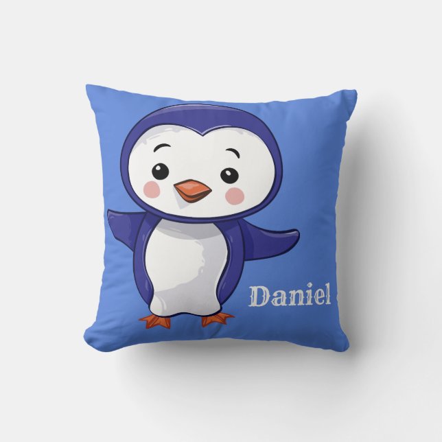 Cute Baby Penguin Throw Pillow (Front)
