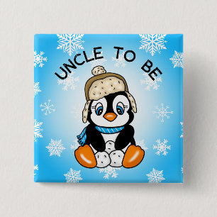Cute Baby Penguin Uncle to Be   Baby Shower Button