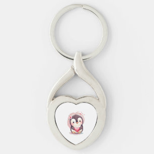 Cute Baby Penguin Valentines Day Animal Lover Keychain