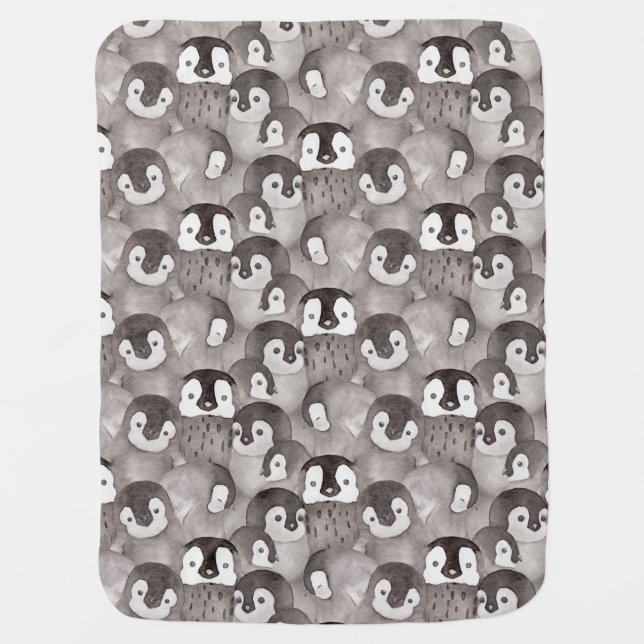 Cute Baby Penguin Watercolor   Blanket (Front)