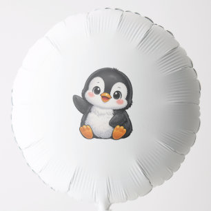 Cute Baby Penguin Waving Cartoon Character Kids Ka Balloon