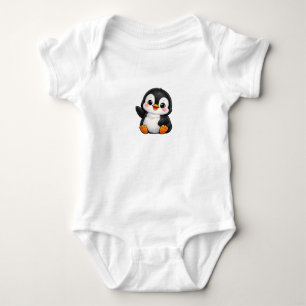 Cute Baby Penguin Waving Cartoon Character Kids Ka Bodysuit