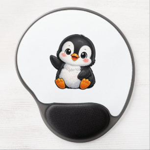 Cute Baby Penguin Waving Cartoon Character Kids Ka Gel Mouse Pad
