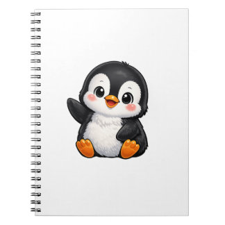 Cute Baby Penguin Waving Cartoon Character Kids Ka Notebook