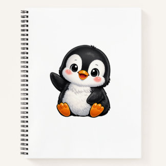 Cute Baby Penguin Waving Cartoon Character Kids Ka Notebook