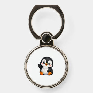 Cute Baby Penguin Waving Cartoon Character Kids Ka Phone Ring Stand