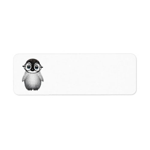 Cute Baby Penguin Wearing Eye Glasses Label