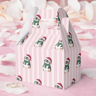 Cute Baby Penguin Wearing Santa Hat Christmas Favor Boxes