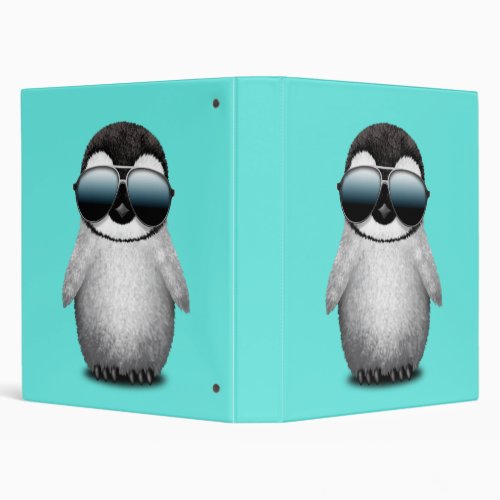 Cute Baby Penguin Wearing Sunglasses 3 Ring Binder