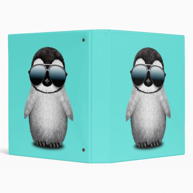 Cute Baby Penguin Wearing Sunglasses 3 Ring Binder (Background)