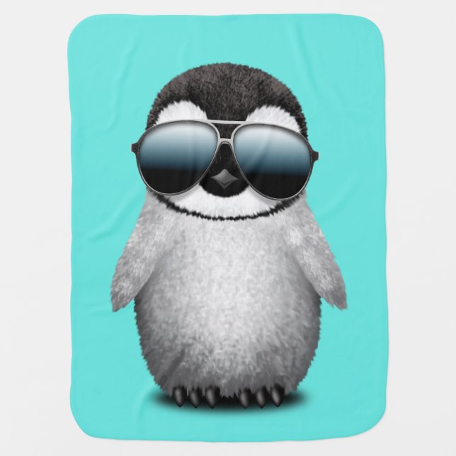 Cute Baby Penguin Wearing Sunglasses Baby Blanket (Front)