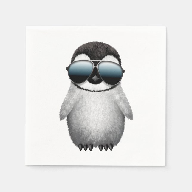 Cute Baby Penguin Wearing Sunglasses Napkins (Front)