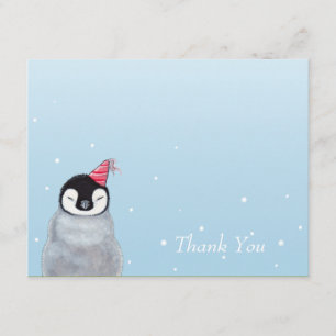 Cute Baby Penguin with Party Hat Thank You Card