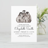 Cute Baby Penguins Winter Watercolor Baby Shower  Invitation (Standing Front)