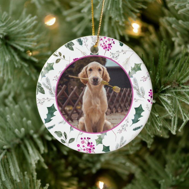 Cute Baby Pet First Christmas Photo Ornament (Tree)