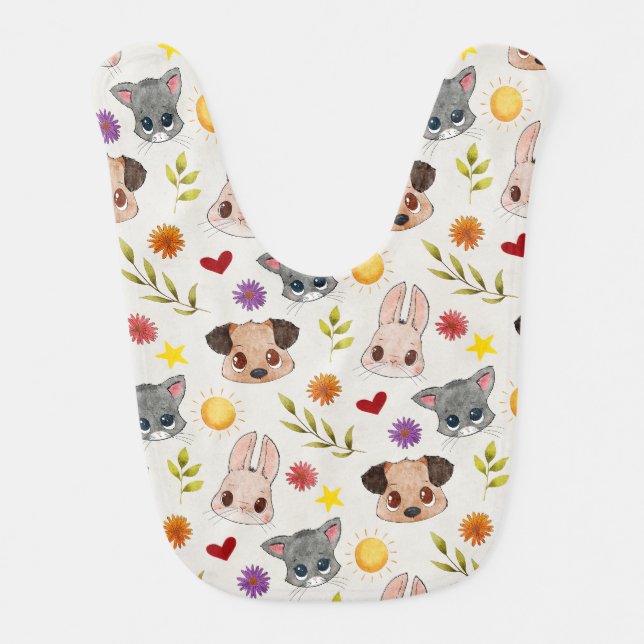 Cute Baby Pets Animal Baby Bib (Front)