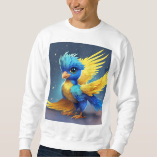 Cute Baby Phoenix with Blue & Yellow Feathers. Sweatshirt