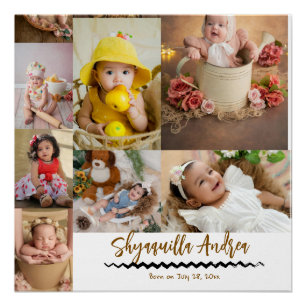 cute baby photo - 9 photo&text personalized glossy poster