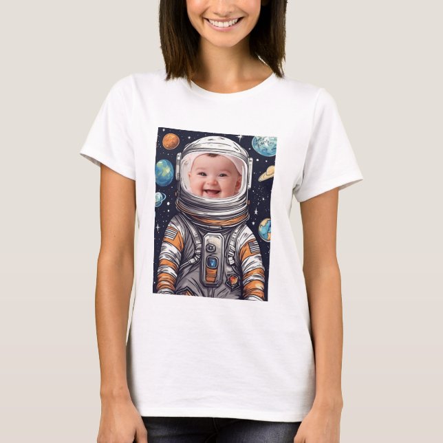 Cute Baby Photo Astronaut Cat Cutout Tee (Front)