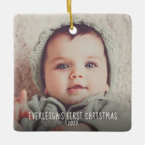 Cute Baby Photo Babys First Christmas  Ceramic Ornament