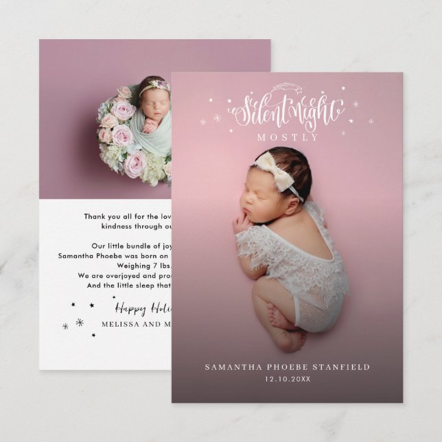 Cute Baby Photo Christmas Birth Announcement (Front/Back)