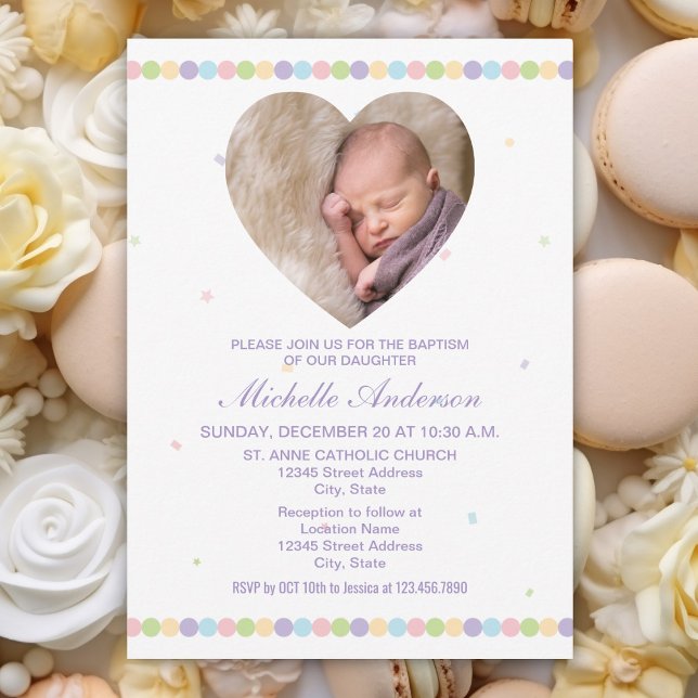 Cute Baby Photo Gender Neutral Christening Baptism Invitation (Creator Uploaded)