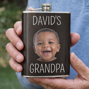 Cute Baby Photo Grandpa Gift Flask