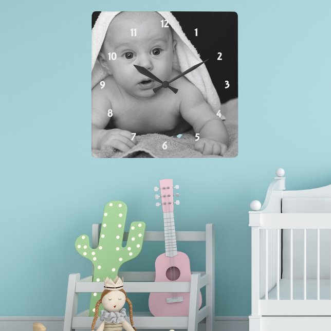 Cute Baby Photo It Your Way Square Wall Clock (Cute Baby Photo It Your Way Square Wall Clock)