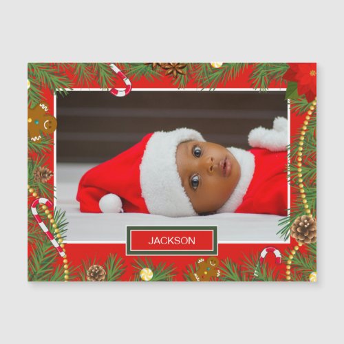 Cute Baby Photo Magnetic Christmas Card