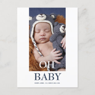Cute Baby Photo Oh Baby Birth Announcement Postcard