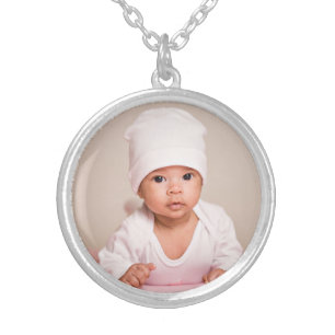 Cute Baby Photo Premium Silver Plated Necklace