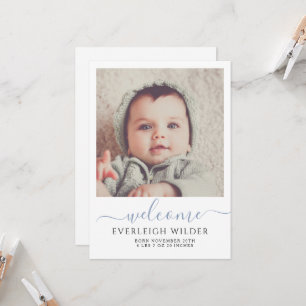 Cute Baby Photo Script Welcome Birth Announcement
