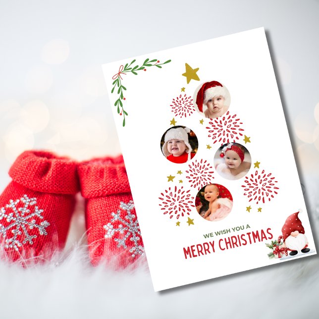 Cute Baby Photo Tree,Modern,Minimalist Christmas Holiday Card (Creator Uploaded)