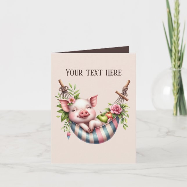 Cute baby pig add message any purpose card (Front)