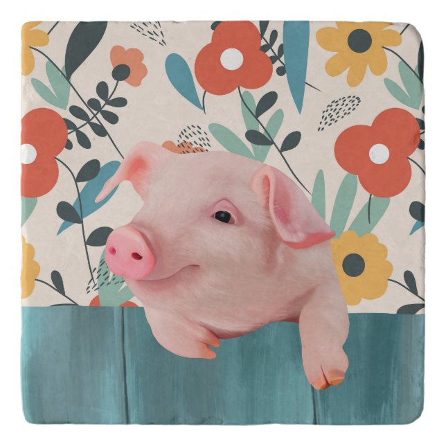 Cute Baby Pig | Farm Animal Trivet (Front)