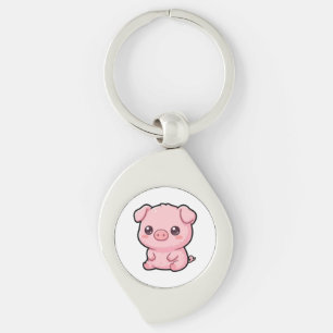 Cute Baby Pig Metal Keychain