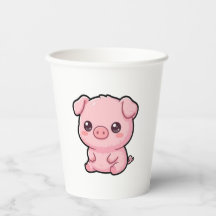 Cute Baby Pig Paper Cups