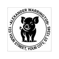 Cute Baby Pig Standing #1 Name Return Address