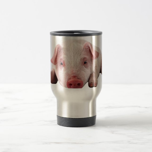 Cute Baby Pig Travel Coffee Mug (Center)
