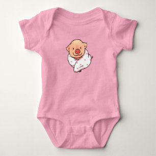 Cute Baby Pig Wrapped in Blanket Bodysuit