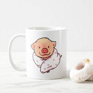 Cute Baby Pig Wrapped in Blanket Coffee Mug
