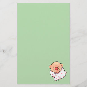 Cute Baby Pig Wrapped in Blanket Stationery