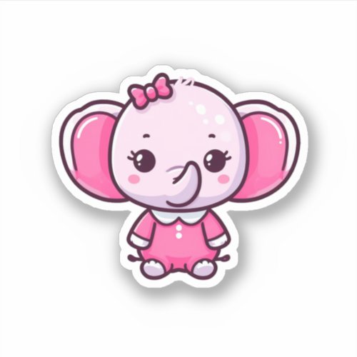 Cute Baby Pink Elephant Cut Cut Out Vinyl Sticker