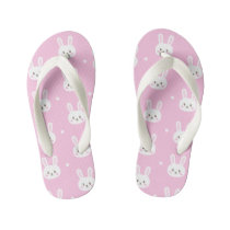 Cute Baby pink fluffy cartoon bunny pattern Kid's Flip Flops Cute Baby pink fluffy cartoon bunny pattern Kid's Flip Flops