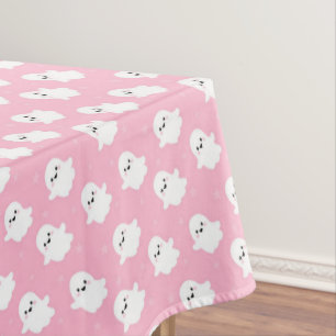 Cute Baby Pink Ghost Pattern – Halloween Design Tablecloth